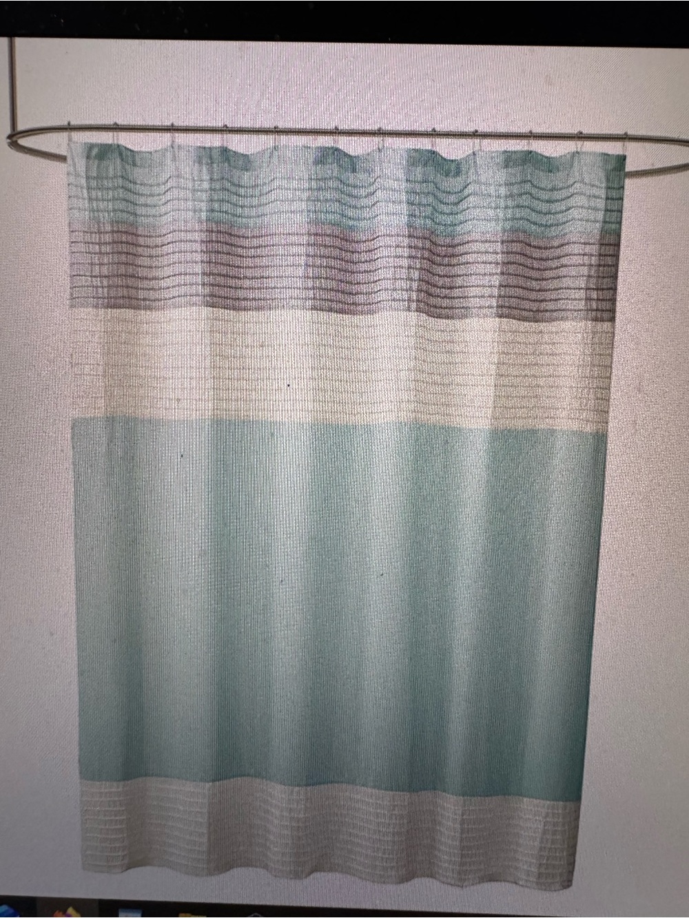 Madison Park Seafoam and Ivory Striped Shower Curtain